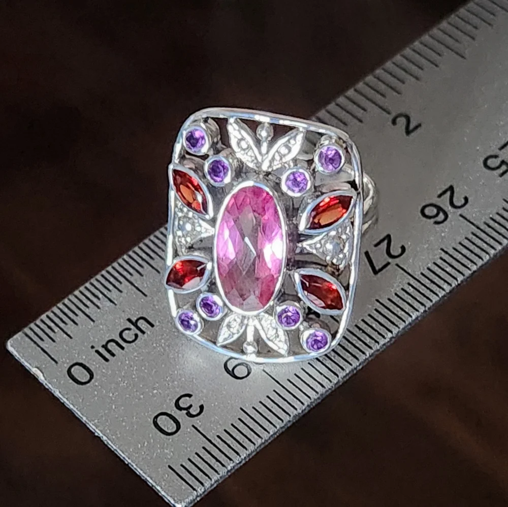 Nicky Butler 925 Sterling Silver Pink Quartz Garnet Designer Gemstone Ring NWT